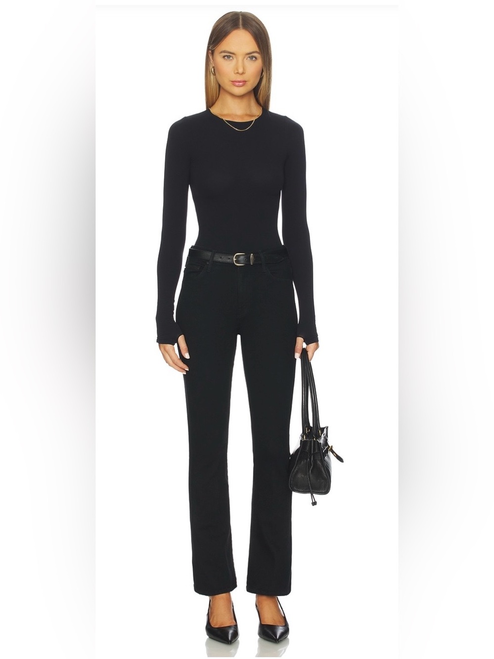 MOTHER Black High-Rise Flare Jeans (Revolve)